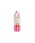 THE COTTON CLOUD gourde isotherme 420 ml crème avec poignée rose et motif soleil