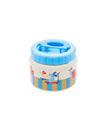 Stainless steel lunch thermos 350ml with blue lid and cartoon animal print by Citron Grenadine