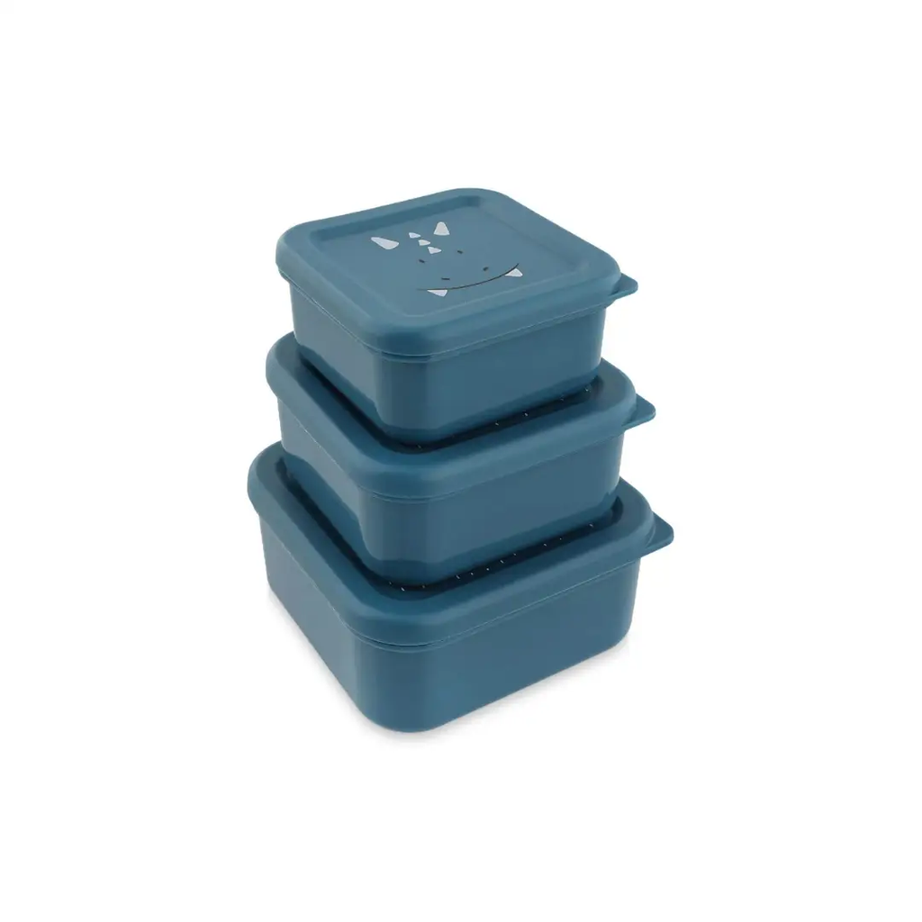 TRIXIE set de 3 boîtes de stockage des aliments Mr Triceratops, bleu sarcelle, marque Citron Grenadine