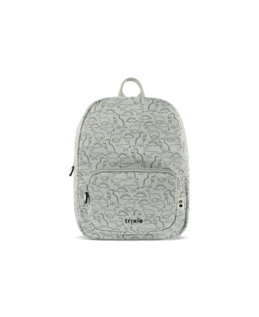 TRIXIE sac à dos scolaire gris clair à motif dinosaures, poche frontale et poignée supérieure
