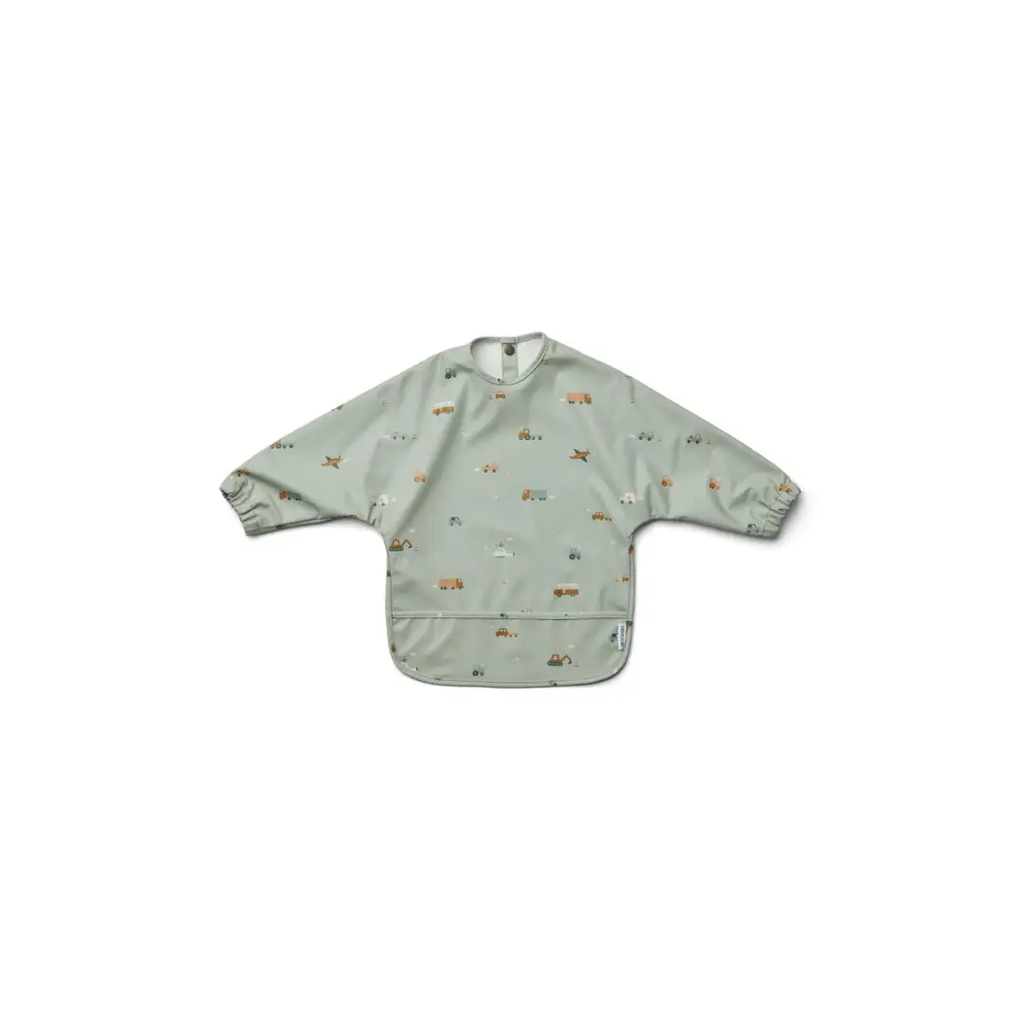 LIEWOOD Merle bib in dove blue with vehicles print