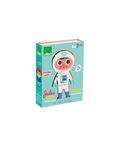 Vilac Jules puzzles en bois à habiller; boîte turquoise avec personnage astronautique, 2+ ans, 6x3 pièces