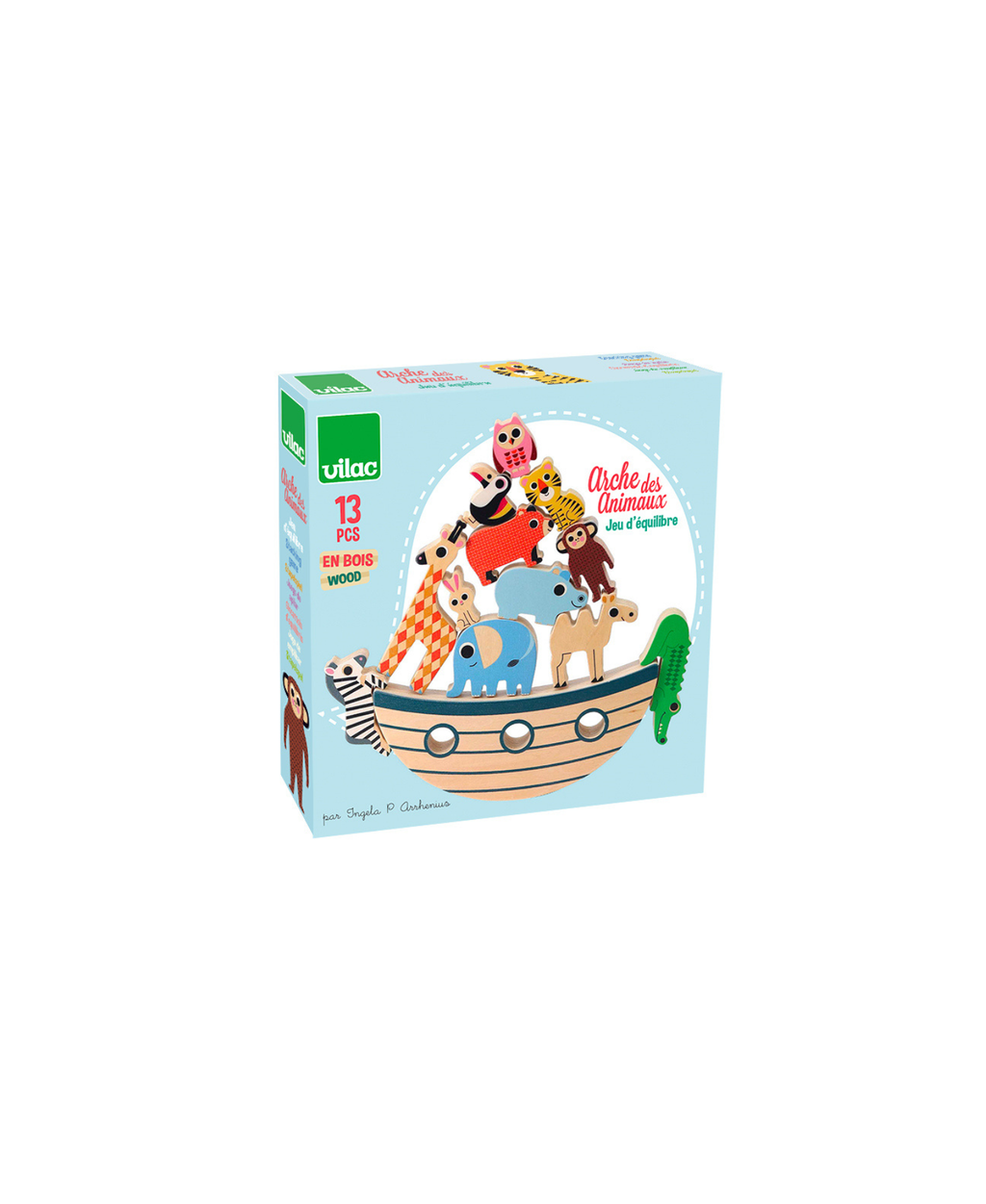 Arche des animaux jeu d'équilibre en bois, 13 pièces, Vilac