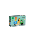 Vilac Empil' Animaux wooden stacking toy, 24m+, turquoise box with colorful animals and a truck.