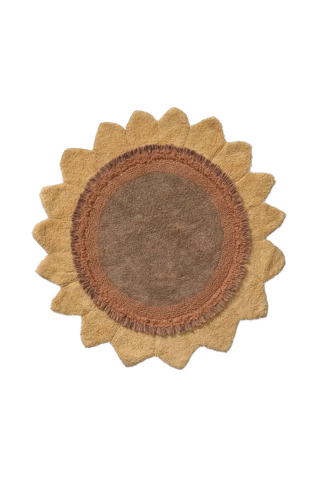 Tapis lavable en forme de tournesol, petit tapis Citron Grenadine, jaune et brun