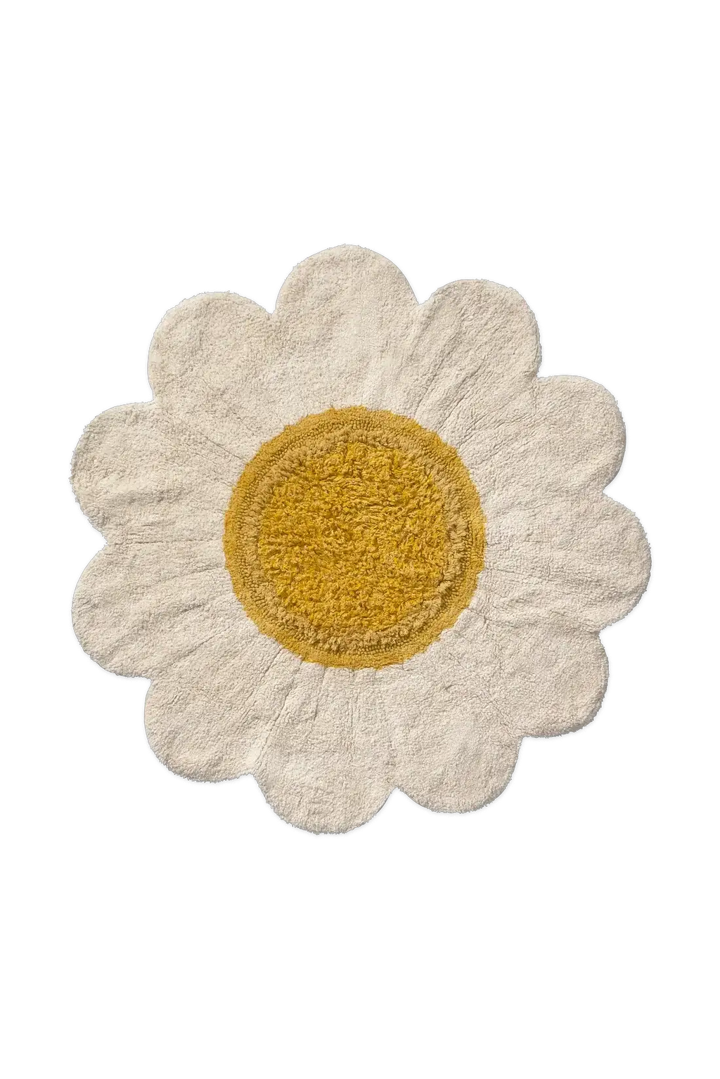 Tapis lavable en forme de marguerite, petit tapis blanc avec cœur jaune